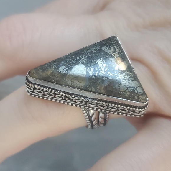 New Pyrite Agate 925 Silver Ring. - Picture 11 of 16